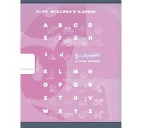Cahier Travaux Pratiques Écriture piqué 8000 CARTE 17x22 cm 32 pages ligne 18 mm/uni 90 g - Rose