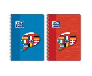 Cahier vocabulaire Oxford Color Life A5 réglure spécial vocabulaire 96 pages reliure spirale couverture carte coloris assortis