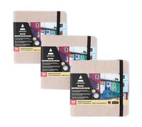 Cahiers d'Aquarelle Arteza Beige, 5,5 x 5,5 pouces, 3 Packs, 88 Feuiles, Livre Relié de 110 lb, Carnet de Croquis d'Aquarelle à Utiliser comme Carnet de Voyage et Bloc-Notes de Techniques Mixtes