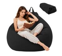 CAIEJSAEN Grosse Housse Souple pour Canapé Relax Pouf sans Garnissage XL 100x120 Cm, Fauteuil Pouf Canape Lavable en Machine, Housse de Pouf Usage Intérieur Et Extérieur, sans Rembourrage (Noir)