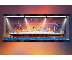 Caikbms Vitrine Acrylique Compatible avec Modèle Bloc Construction Le-go 10294 Titanic, Boîte Modèle Transparente Anti-Poussière avec Projecteur (Vitrine Uniquement, Modèle Non Inclus) A