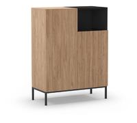 CAILIN - Buffet haut chêne artisanal et noir - 2 portes 1 niche