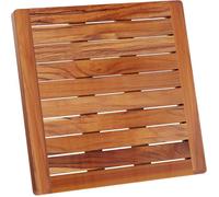 Caillebotis De Douche 50 X 50 Cm - En Bois De Teck - Résistant À L‘Humidité, Anti-Moisissures - Tapis De Salle De Bain Carré [D123]