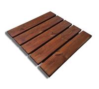 Caillebotis de douche antidérapant 50 x 50 cm en bois de pin imprégné, 4 cm d'épaisseur, marron teck