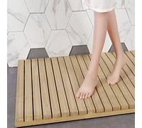 Caillebotis Douche ?Bois,Tapis de Bain de Douche Ou Paillasson en Bois,Tapis Antidérapant Imperméable,Escabeau,Différentes Tailles,pour Salle de Bain,Douche Extérieure,Sauna,Spa (60x60cm/24x24in)