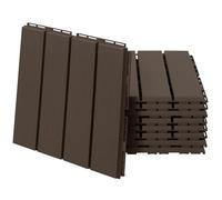 Caillebotis - Outsunny - dalles terrasse lot de 9 emboîtables imitation bois chocolat - plastique - 30x30cm - chocolat