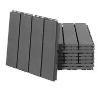 Outsunny Caillebotis - Dalles terrasse - Lot de 9 - emboîtables, Installation très Simple - Petits Carreaux Composite Plastique Imitation Bois Noir