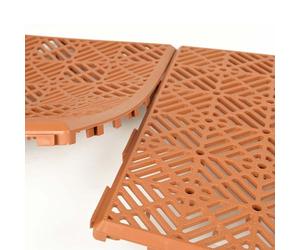 Caillebotis plastique brique lot de 60 - Dalle sol extérieur modulable | Lot de 60 caillebotis en plastique coloris brique, assemblage modulable pour allées de jardin, terrasses ou supports