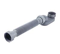 CAIONPLE Siphon à profil bas 1 1/2 P - Tuyau d'évacuation de douche flexible - Gris - Siphon P plat - Siphon de baignoire autoportant pour baignoire, siphon de baignoire