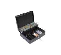 ARREGUI Cashier Clip C9244-EUR Caisse à monnaie et billets à clé pour ranger et transporter l'argent | Caisse en acier monnayeur et compartiment pieces et clip billet | Coffre fort portatif 30 cm|Noir