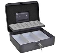 Caisse à monnaie avec serrure en acier gris foncé 30 x 24 x 9 cm, coffre-fort compact pour espèces, documents, bijoux, armoire de protection sûre avec serrure à loquet et deux clés