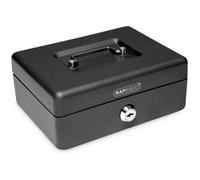 Rapesco Caisse à monnaie en acier SB0010B1 5 compartiments 25 cm avec serrure Noir