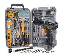 Caisse à Outil 130 pcs avec Perceuse-Visseuse Sans Fil 8V Batterie 1500mAh Recharge USB 10Nm 800 tr/min LED Malette Outils Complète pour Bricolage Maison Gris - Ensemble d’Outils
