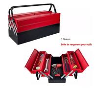 Caisse à outils 3 Niveaux 5 Plateaux Rétractables,Boîte à outils en métal,Coffret à outils 43x22x34cm Rouge
