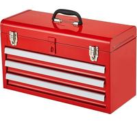 Caisse à outils avec 3 tiroirs - Caisse à outils 520x218mm - Boîte à outils rouge - Espace de rangement pour outils