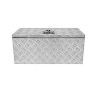 Coffre à outils en aluminium 70 L | Coffre verrouillable + 2 clés | 710 x 320 x 310 mm | Coffre de camion, coffre métallique en tôle striée | Rangement pour camionnettes et fourgonnettes [2 ressorts à