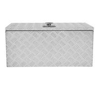 Coffre à outils en aluminium 102 L | Coffre verrouillable + 2 clés | 810 x 370 x 1020 mm | Coffre de camion en tôle striée | Rangement pour camionnette [2 ressorts à gaz, fond et joint en caoutchouc]