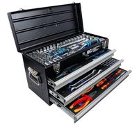 Caisse à Outils Métallique 3 Tiroirs - 147 Outils Complets - Rangement Robuste et Pratique, Pro - D-Work