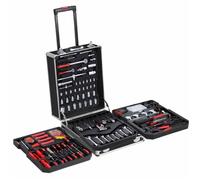MONZANA® Valise à outils 899 pièces Anthracite en acier robuste Poignée télescopique Mallette bricolage à roulettes Clés Tournevis