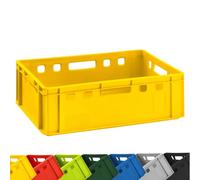 Caisse à viande E2 Jaune 60 x 40 x 20 cm Boîte de rangement empilable | BURI Caisse de boucher fabriquée en Allemagne, de qualité alimentaire, en plastique robuste comme boîte de rangement et de