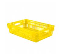 Caisse ajourée empilable emboitable 600 x 400 x 146 mm - 27 L - jaune