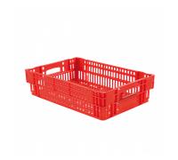 Caisse ajourée empilable emboitable 600 x 400 x 146 mm - 27 L - rouge