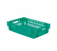 Caisse ajourée empilable emboitable 600 x 400 x 146 mm - 27 L - vert
