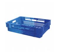 Caisse ajourée empilable emboitable 600 x 400 x 147 mm bicolore 26 L - bleu/bleu