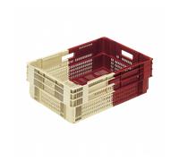 Caisse ajourée empilable emboitable 600 x 400 x 191 mm bicolore 35 L - bordeaux/ivoire