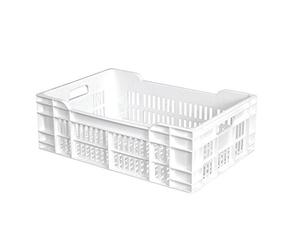 Caisse ajourée empilable en PEHD 600 x 400 mm - Capacité : 40 L - Blanc