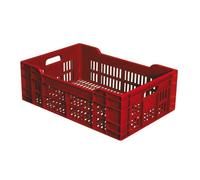 Caisse ajourée empilable en PEHD 600 x 400 mm - Capacité : 40 L - Brique