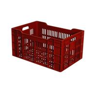 Caisse ajourée empilable en PEHD 600 x 400 mm - Capacité : 60 L - Brique