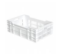 Caisse ajourée fond plein 600 x 400 x 200 mm 40 L - blanc