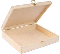 Caisse Coffre Malle - CREATIVE DECO - Non Peinte - 29 x 25 x 6,5 cm - Bois Naturel - Fermoir