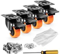 Caisse contenant 4 roulettes doubles en PVC - 5 pouces - diable - établi