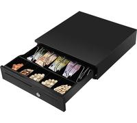 Caisse COSTWAY EP22469, caisse en métal, compartiment à pièces, compartiments à billets, noir, 40,5 x 42 x 10 cm - B