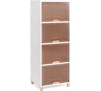 Caisse de rangement 150 L à portes magnétiques, lot de 4, caisse plastique empilable, blanche