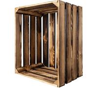 Caisse de rangement en bois flammé - CREATIVE DECO - 50 x 40 x 30 cm - Style vintage