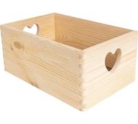 Caisse en bois brut 30 x 20 x 14 cm, couleur naturelle - poignées - pour documents, jouets, outils