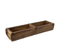 Caisse en bois en forme de brique avec ferrures en métal - Grand / 60 x 15 cm - Bol décoratif vintage au look usé - Boîte polyvalente en vieux bois recy spect usé