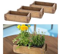 Caisse en bois en forme de brique - Look vintage - 30 x 9 x 15 cm - Ferrures en métal - Boîte décorative en bois (1 boîte en bois en forme de brique)