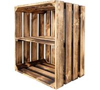 Caisse en Bois Flammé avec Etagere - CREATIVE DECO - 50x40x30 cm - Rangement Vintage