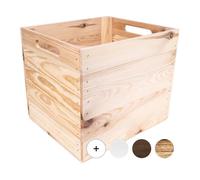 Creative Deco Grande boîte de rangement | 33 x 37 x 33 cm | Convient pour les étagères Kallax | Couleur beige naturel | Poignées confortables | Boîte à souvenirs vintage | Organiseur en bois non peint
