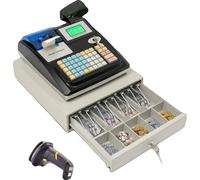 Caisse enregistreuse électronique, Double écran, Prend en charge le scanner, Reconnaissance des billets, Multiples compartiments à monnaie, Design compact