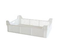 Caisse finement ajourée avec poignées 600 x 400 x 130 mm - 29 L - blanc