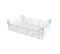 Caisse finement ajourée avec poignées 600 x 400 x 175 mm - 32 L - blanc