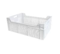 Caisse finement ajourée avec poignées 600 x 400 x 225 mm - 45 L - blanc