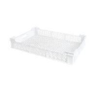 Caisse finement ajourée avec poignées 600 x 400 x 90 mm - 18 L - blanc
