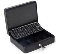 Caisse monnaie verrouillable 30x24x9 cm, plateau de comptage des pièces | boîte à argent avec 4 compartiments pour billets, Pour maison, bureau, marché aux puces, avec serrure à cylindre et 2 clé