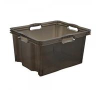 Caisse Plastique solide transparente 24 litres - Gris